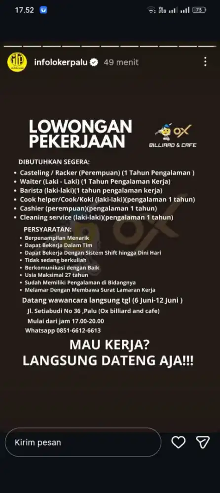 LOKER BILLIARD PALU