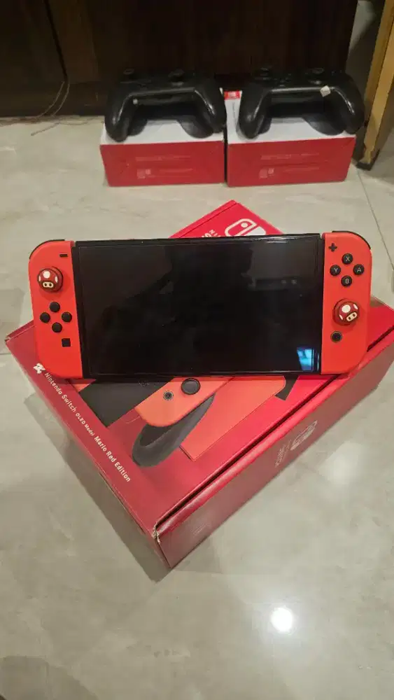 Nintendo Switch Oled + 512GB Red Fullset Mulus Surabaya