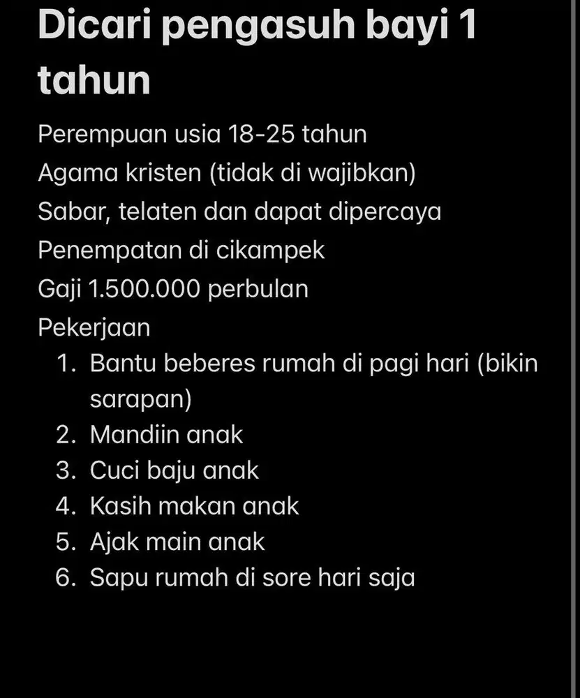 Cari pengasuh anak