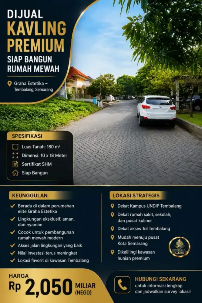 Kavling siap bangun dalam cluster graha estetika UNDIP TEMBALANG