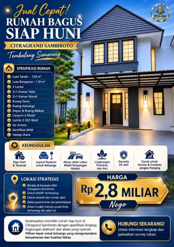 Rumah dijual di CITRAGRAND SEMARANG siap Huni