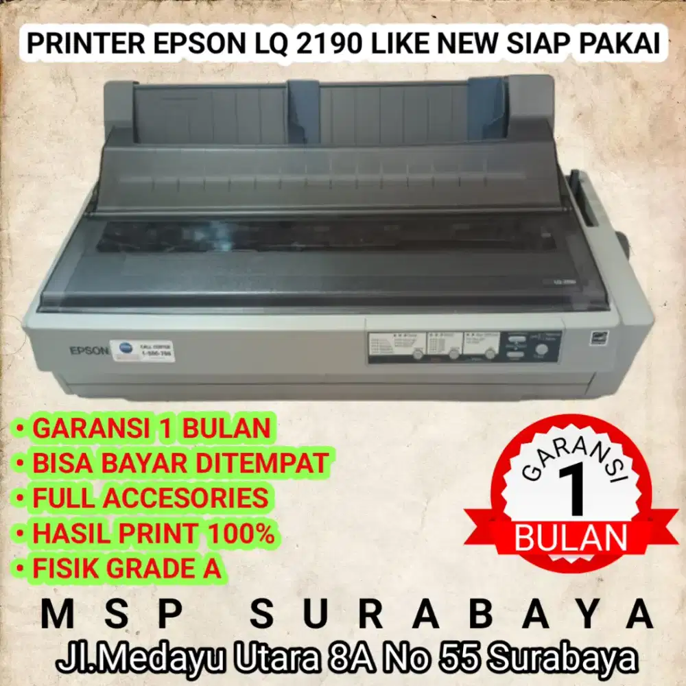 Printer epson LQ 2190 siap pakai grade A bisa bayar ditempat