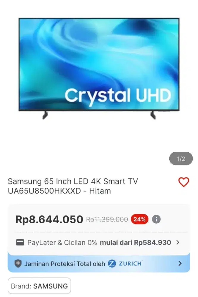 SAMSUNG 65U8500H STOK TERSEDIA