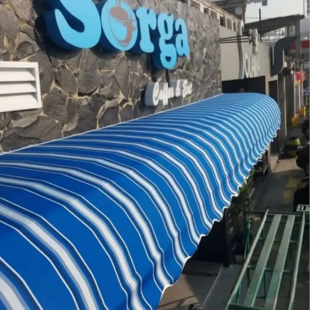 Kanopi kain awning anti bocor rangka hollow galvanis anti karat