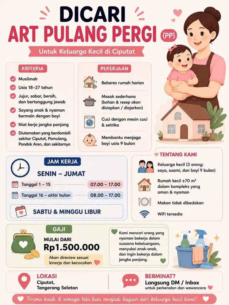 ART PP ciputat beberes + bantu momong