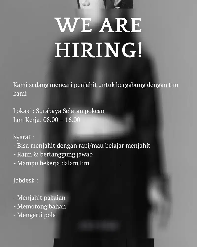 LOWONGAN KERJA PENJAHIT