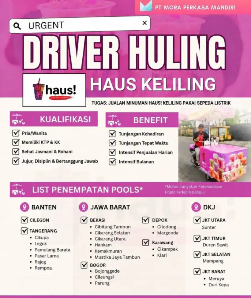 Lowongan kerja Driver Haus Keliling