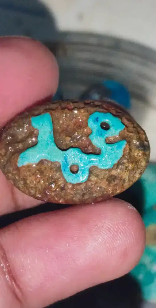 Batu pirus Persia motif lafad Muhammad