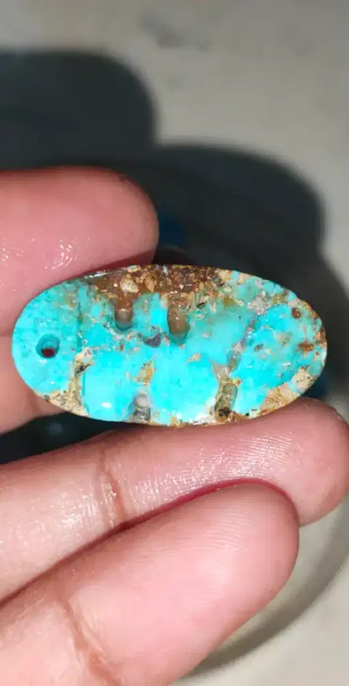 Batu pirus Persia biru motif Allah