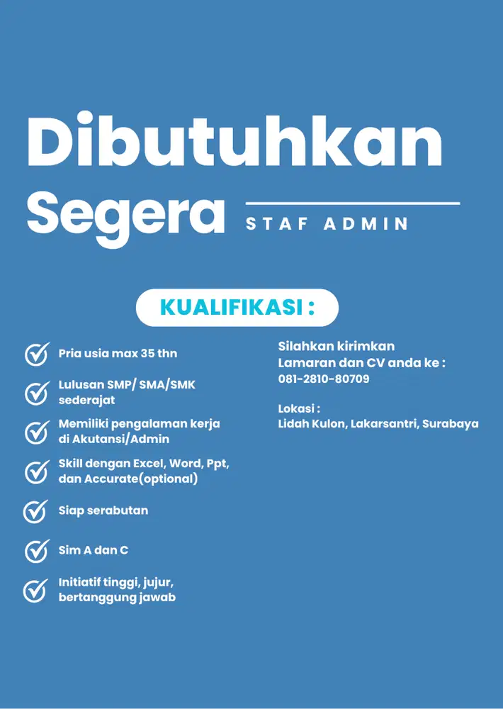 Dicari Admin Serabutan