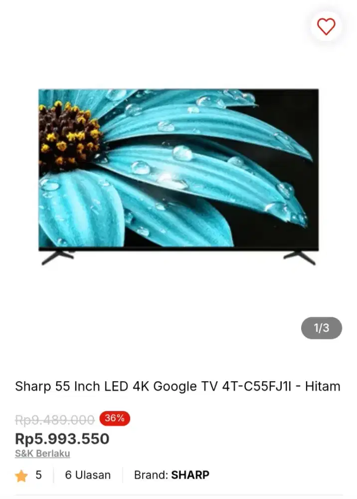 Sharp 55 inch LED Google TV