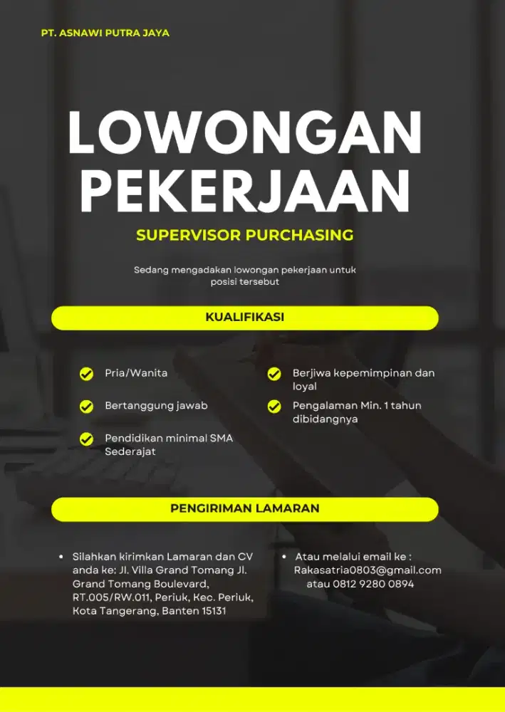 Lowongan SPV PURCHASING