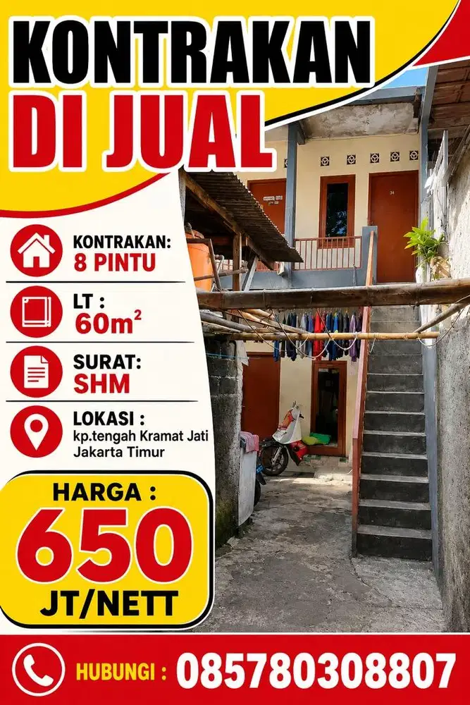 Jual Cepat kontrakan 8 pintu