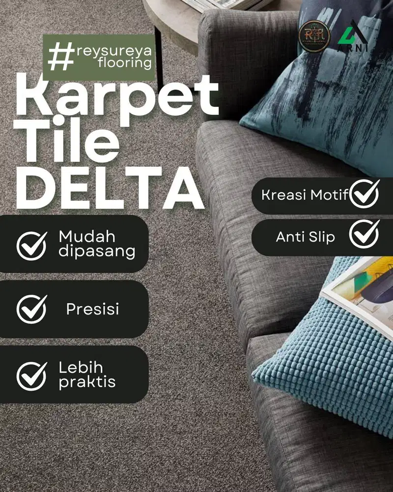 Karpet Tile DELTA/ 50cm x 50cm/ Karpet Kantor/ Modern