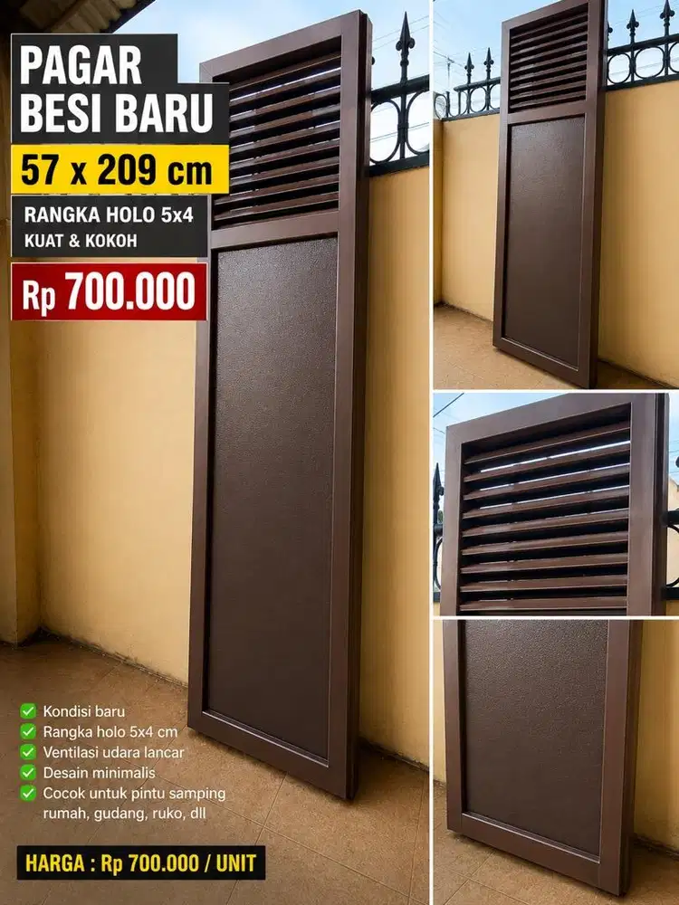 “PAGAR BESI BARU – Holo 5x4 Ukuran 57x209 cm – Rp700 Ribu perunit
