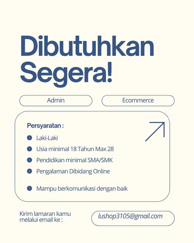 LOWONGAN KERJAAN ADMIN E-COMMERCE