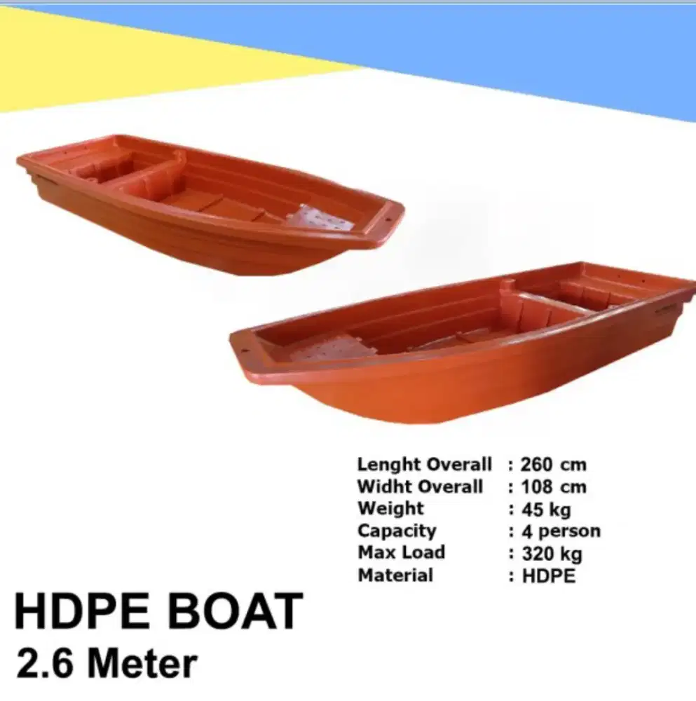 Perahu HDPE Boat Plastik/Perahu Plastik HDPE Boat Kap4 6 8 Orang