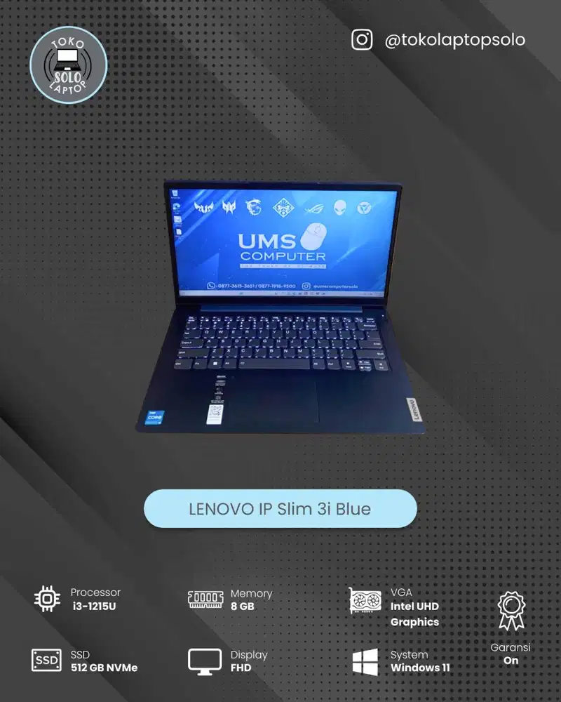 LENOVO IP SLIM 3 CORE I3 1215U Ram 8GB SSD 512GB FHD