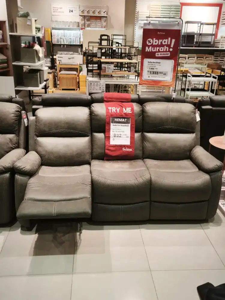 Sofa Recliner 3 Seater Baru Murah