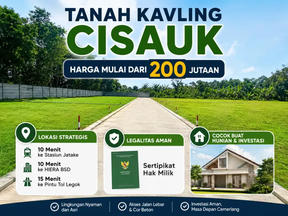 Tanah Dekat Stasiun Jatake, Murah 1 Jt-an, Terima SHM per Unit