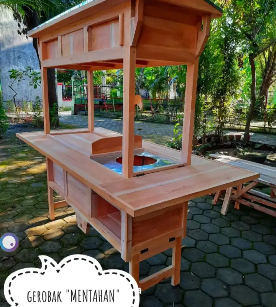 Gerobak angkringan kayu baru untuk usaha- GRATIS ONGKIR LAMONGAN