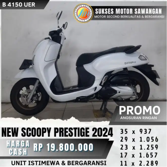 HONDA NEW SCOOPY PRESTIGE TH 2024 PUTIH MULUS BISA CASH KREDIT GARANSI