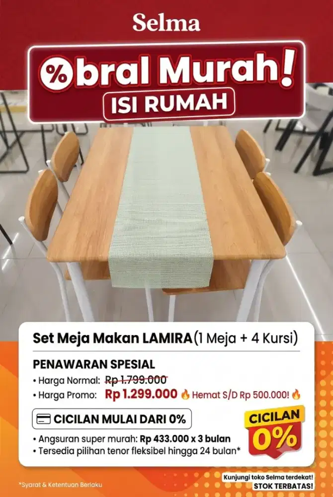 set meja makan lamira dari selma