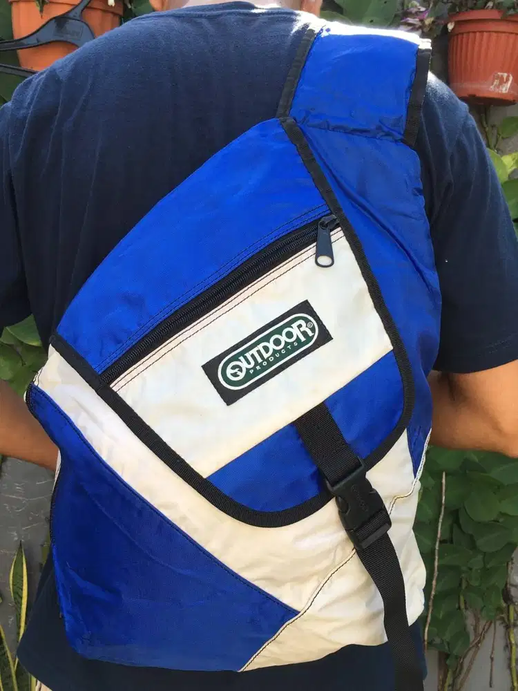 Tas Sling Bag Selempang Pria Wanita Biru Putih Outdoor Original
