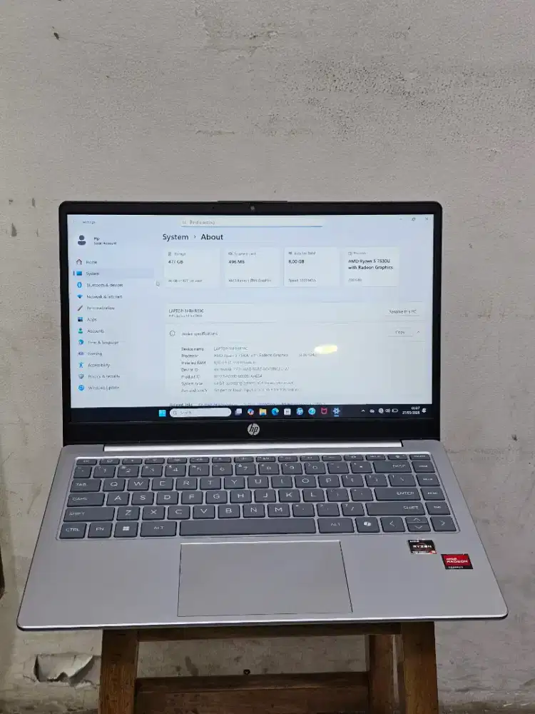 Laptop Hp 14-em0530AU ram 8 ryzen 5 7530U 512 GB