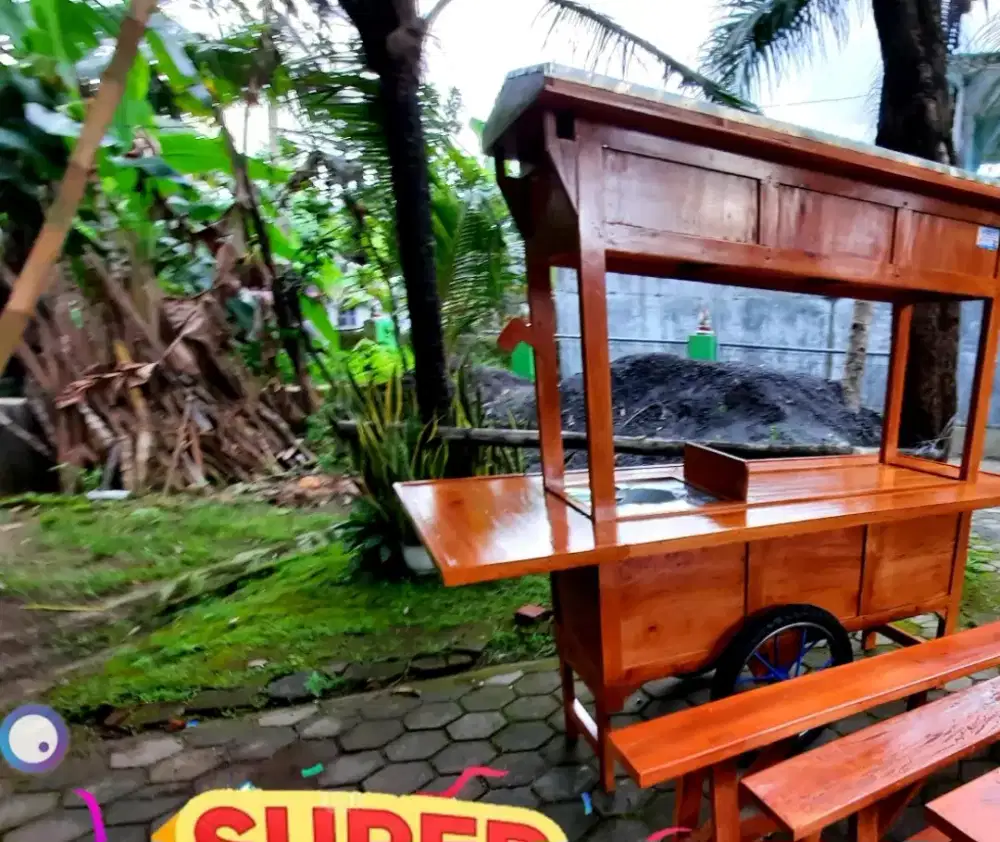 Gerobak angkringan kayu siap usaha- Gratis ongkos rembang