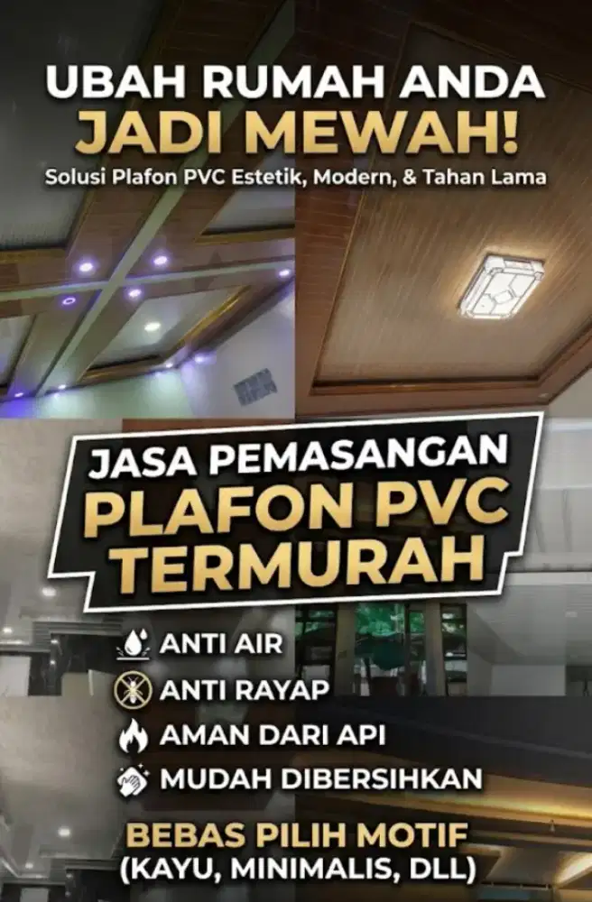 Terima Jasa Pembuatan Atap Plafon PVC/Gypsum