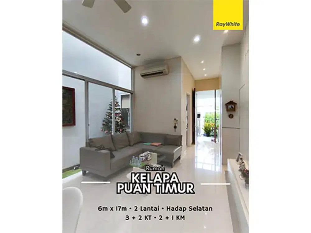 Rumah Kelapa Puan Timur, Kelapa Gading Bangunan baru 7 tahun, full furnish, sudah tinggi dari jalan.