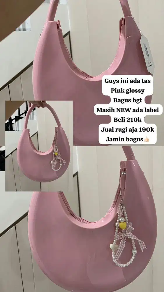Tas cantik pink glossy