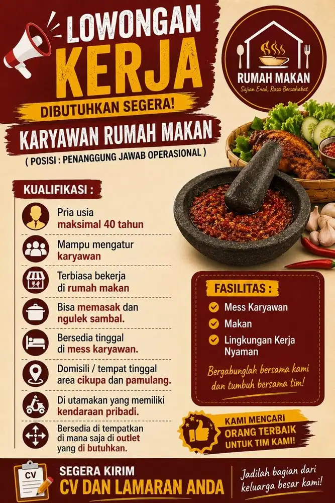Loker karyawan rumah makan