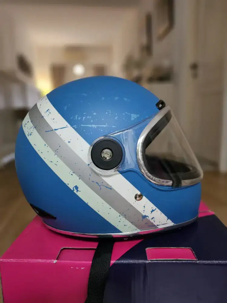 HELM VESPA ORIGINAL PIAGIO FULL FACE HERITAGE AZZURO