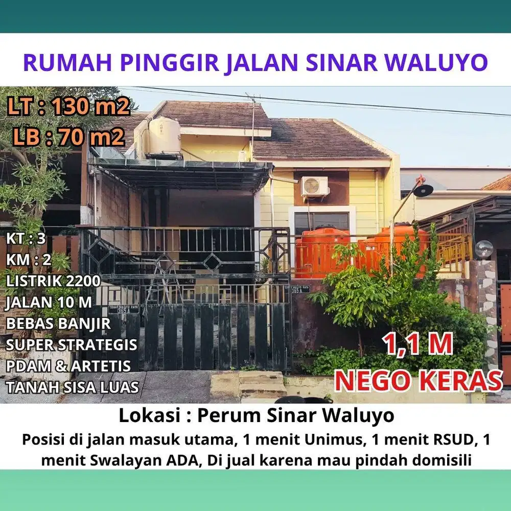 DI JUAL, RUMAH PERUM SINAR WALUYO, SEMARANG,  LOKASI SUPER STRATEGIS