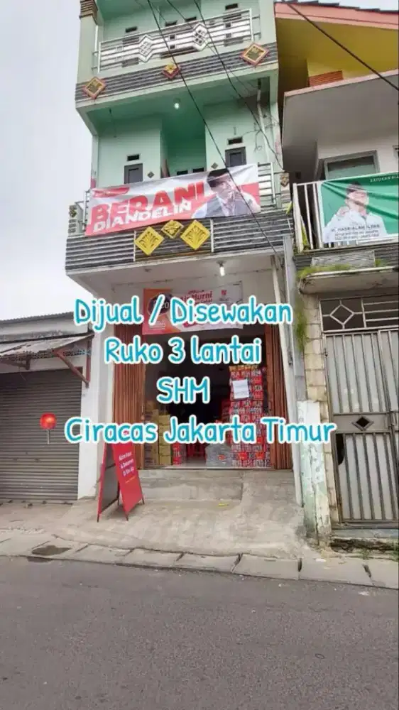 Di Jual Cepat Ruko Bangunan 3 Lantai, Kios dan rumah tinggal
