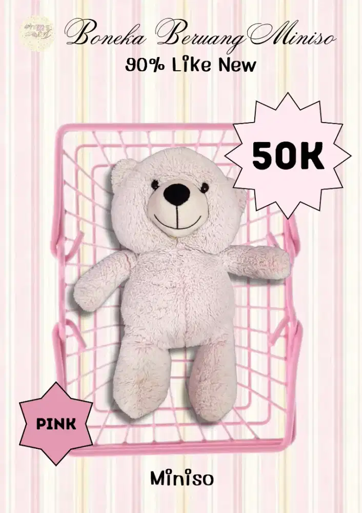 Boneka Bear Pink Miniso