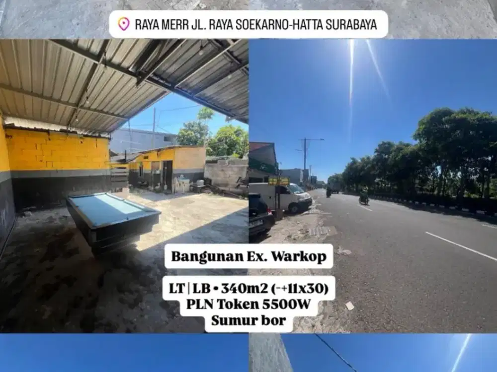 Disewakan ex bangunan warkop raya merr rungkut