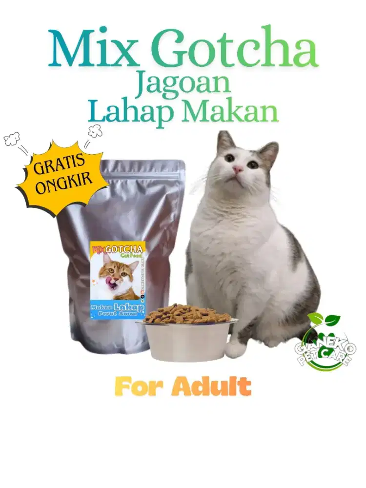 Pakan Penggemuk Kucing Mix Gotcha 1kg Lahap Makan - COD Area Bekasi