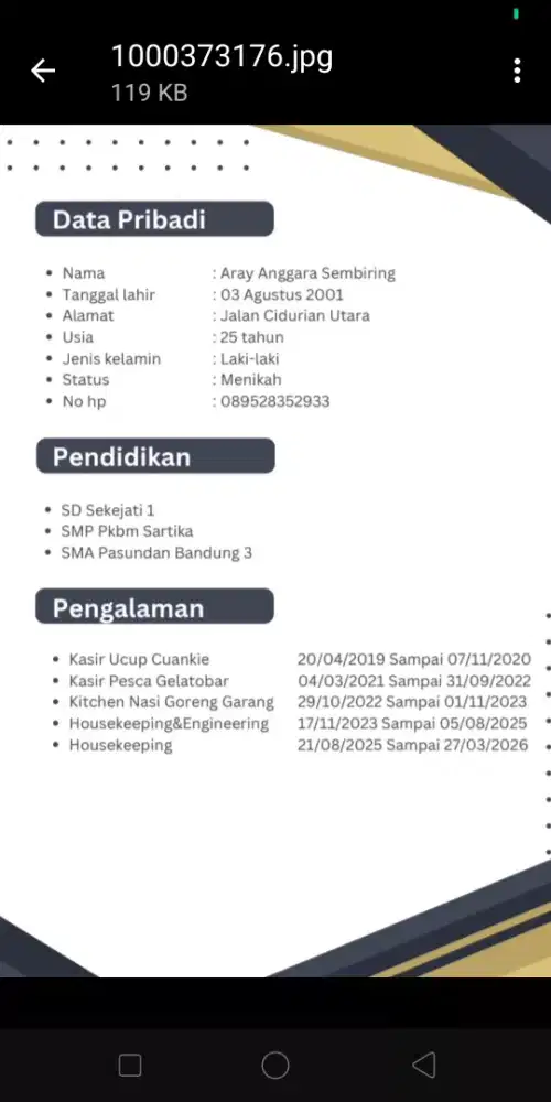 Info lokernya area bandung