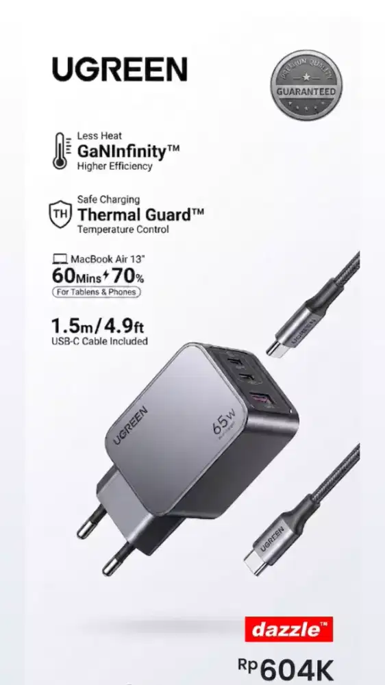 Tc ugreen nexode pro 65 Watt 3 port gan fast charger 25871