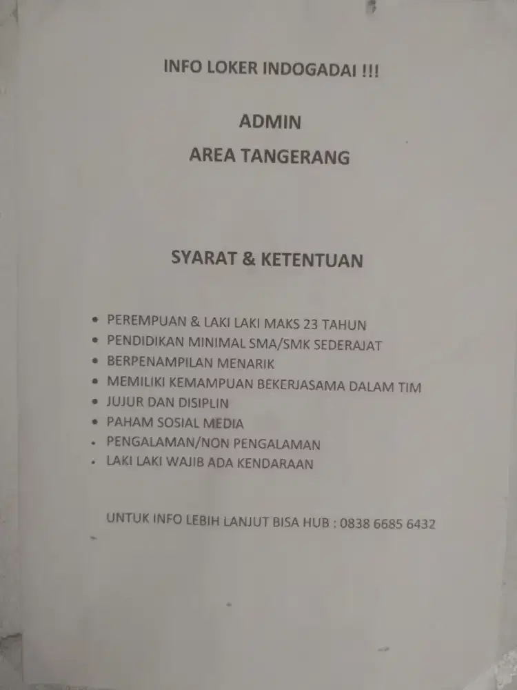 Lowongan kerja indogadai