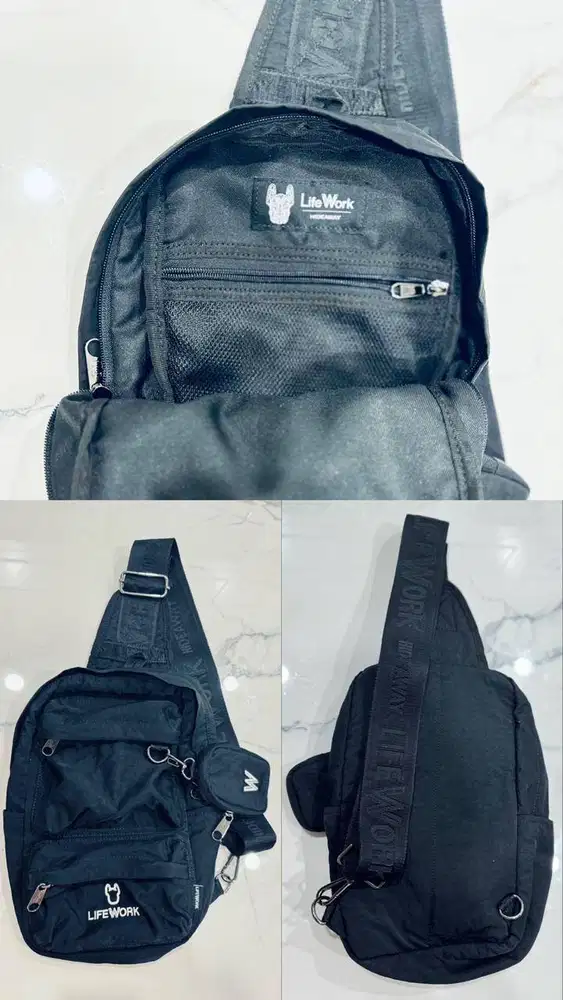 LifeWork Hideaway Sling Bag / Crossbody Black Streetwear