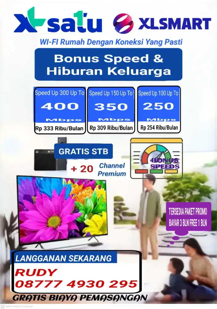 Pasang WI-FI GRATIS STB + 20 Channel TV Premium
