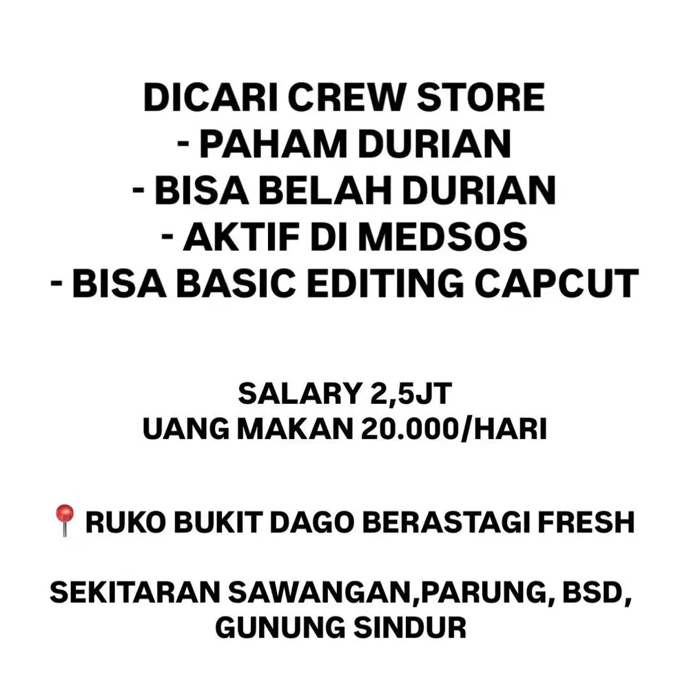 DICARI CREW STORE BELAH DURIAN