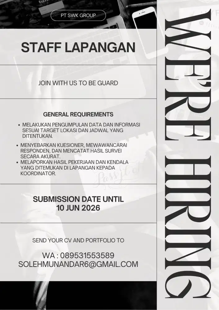 loker admin & staf lapangan