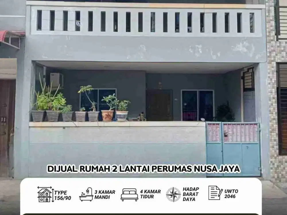 Dijual rumah nusa jaya sei panas 2 lantai