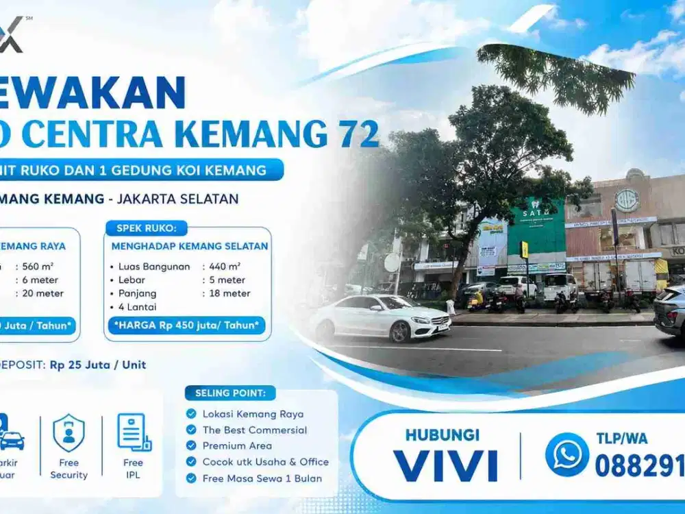 11-43
DISEWAKAN RUKO CENTRA KEMANG 72 ADA 15 UNIT RUKO DAN 1 GEDUNG KOI KEMANG JALAN KEMANG KEMANG-JAKARTA SELAtan