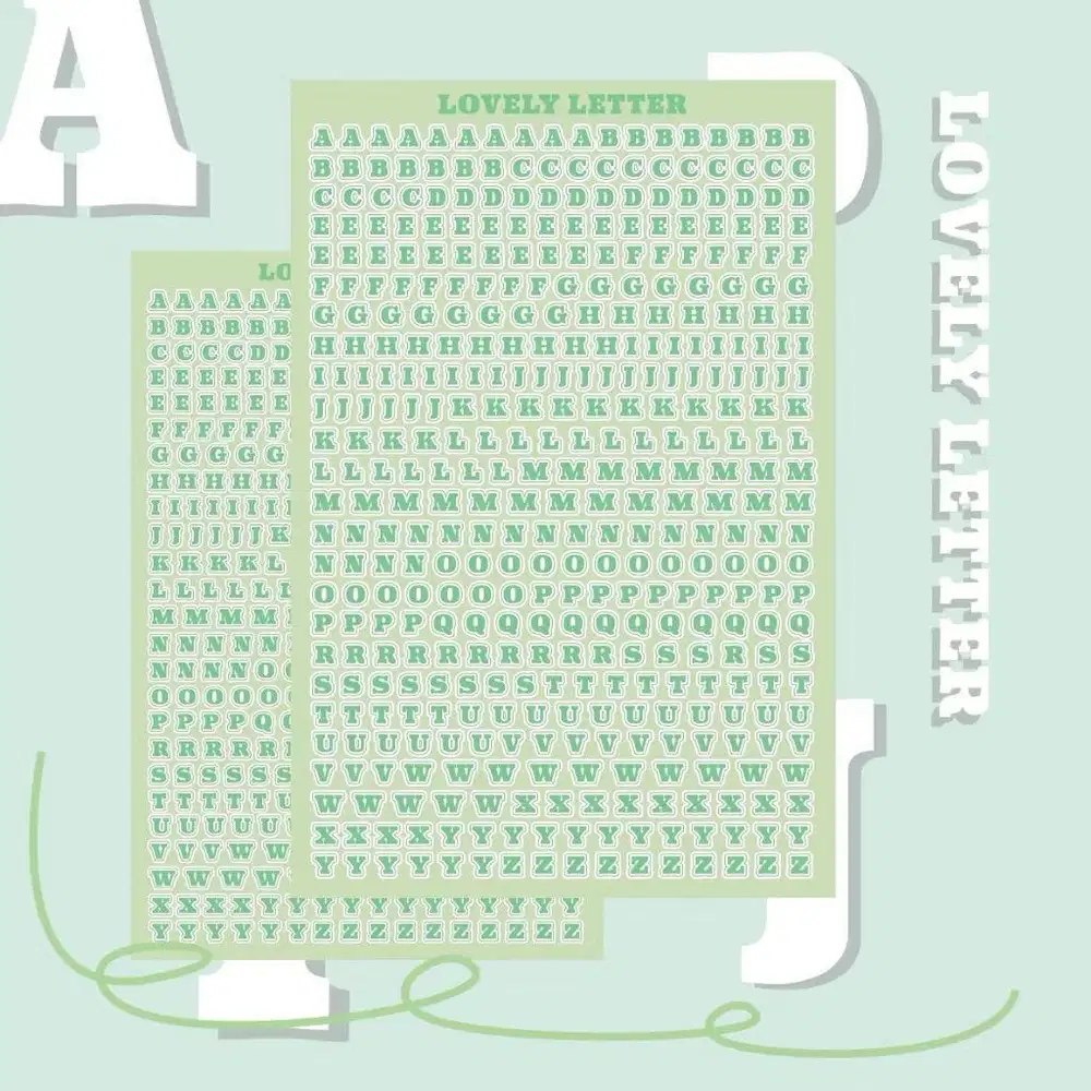 Stiker huruf cute alphabet stiker set deco diy planner jurnal grenn